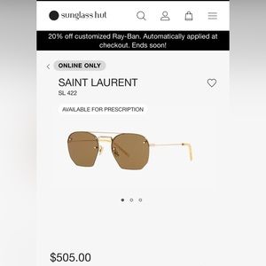 Saint Laurent SL422 geometric frame rimless brown gold xs lens